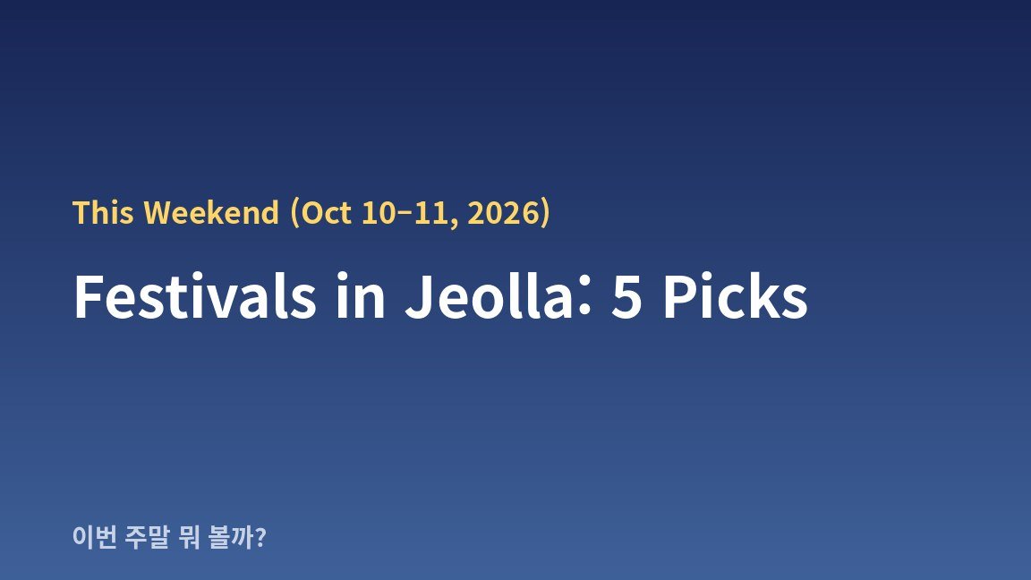 Festivals in Jeolla This Weekend (Oct 10–11, 2026): 5 Picks with Dates & Locations